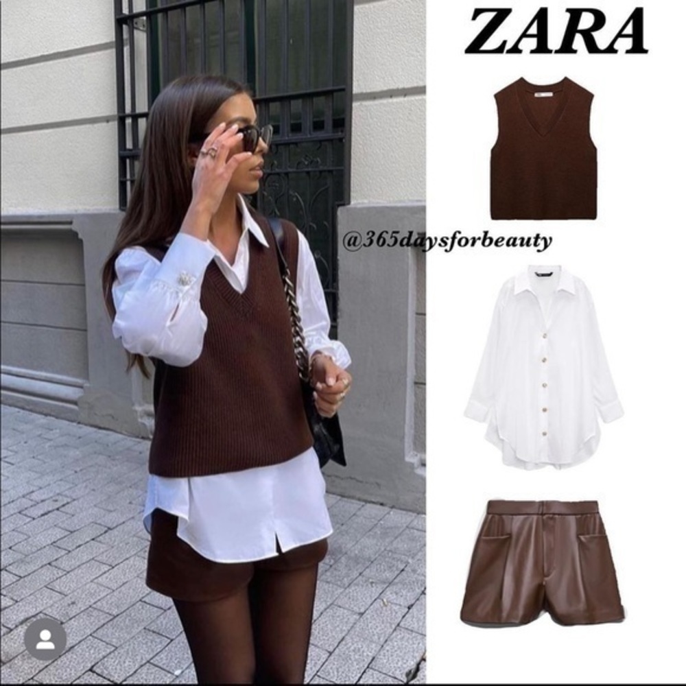 ZARA chocolate knit vest  3519|056
